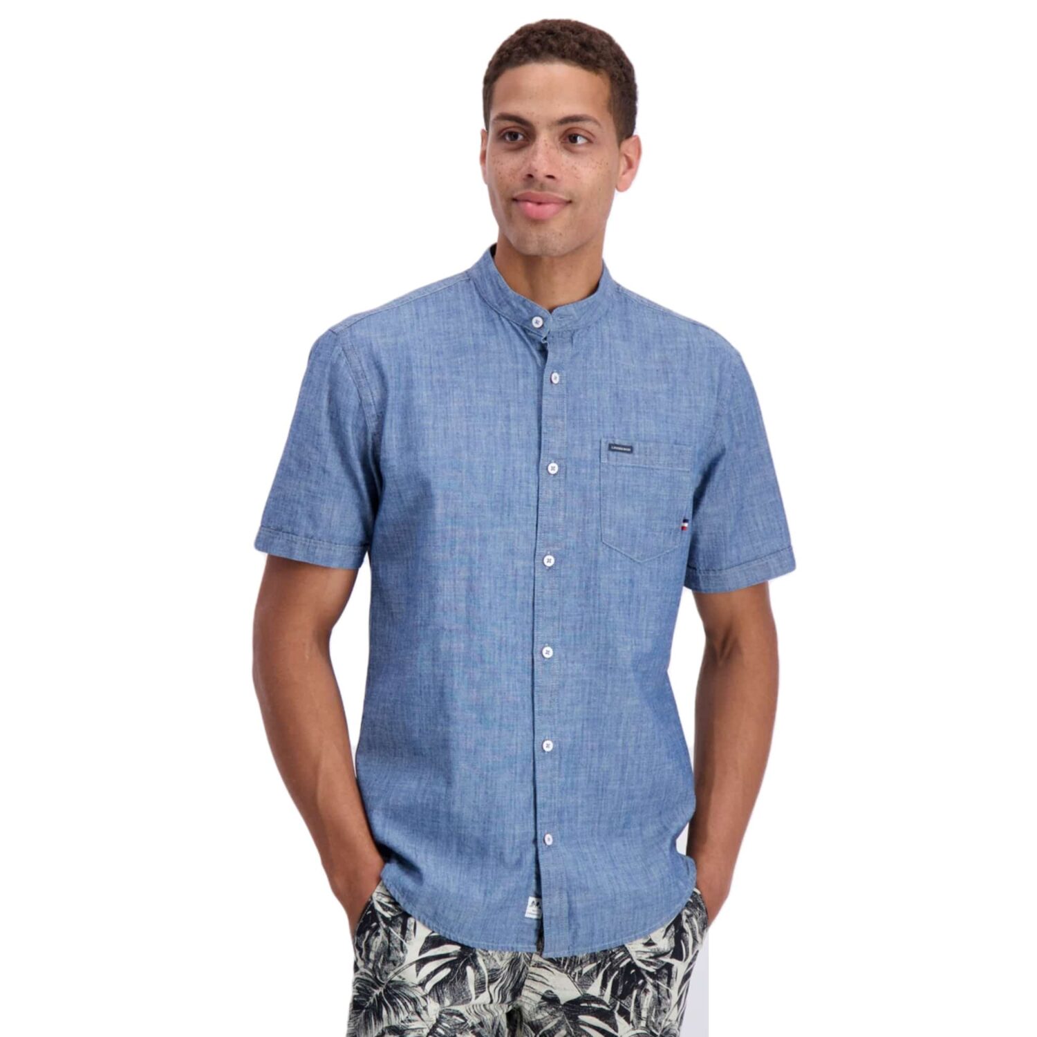 Lindbergh Skjorte Mandarin Collar Denim