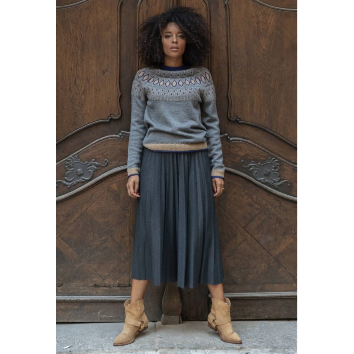 One Two Luxzuz Madalena Nederdel Dark Grey Melange