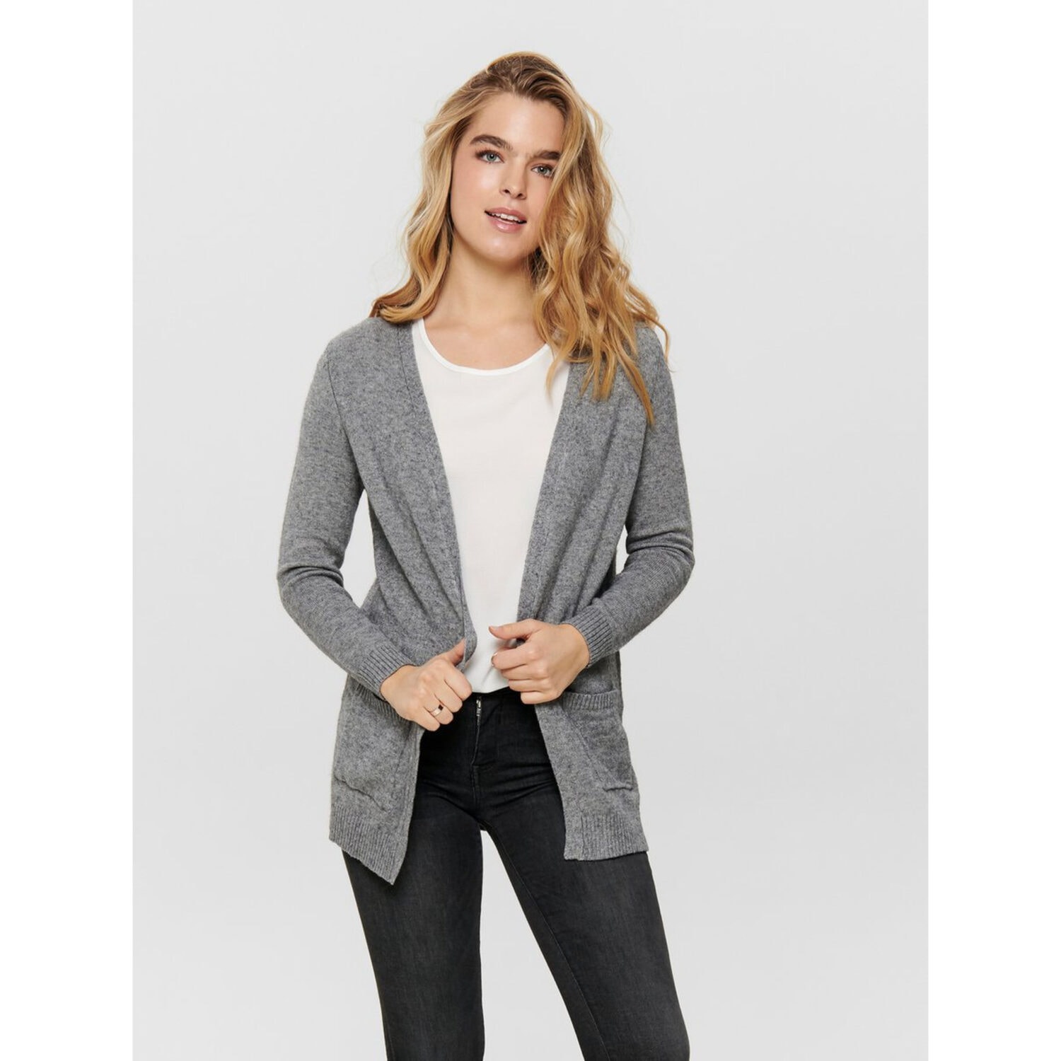 Only Lesly Open Cardigan Medium Grey Melange