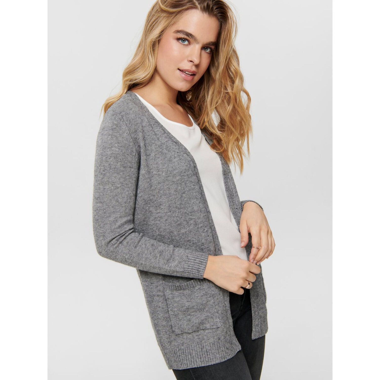 Only Lesly Open Cardigan Medium Grey Melange