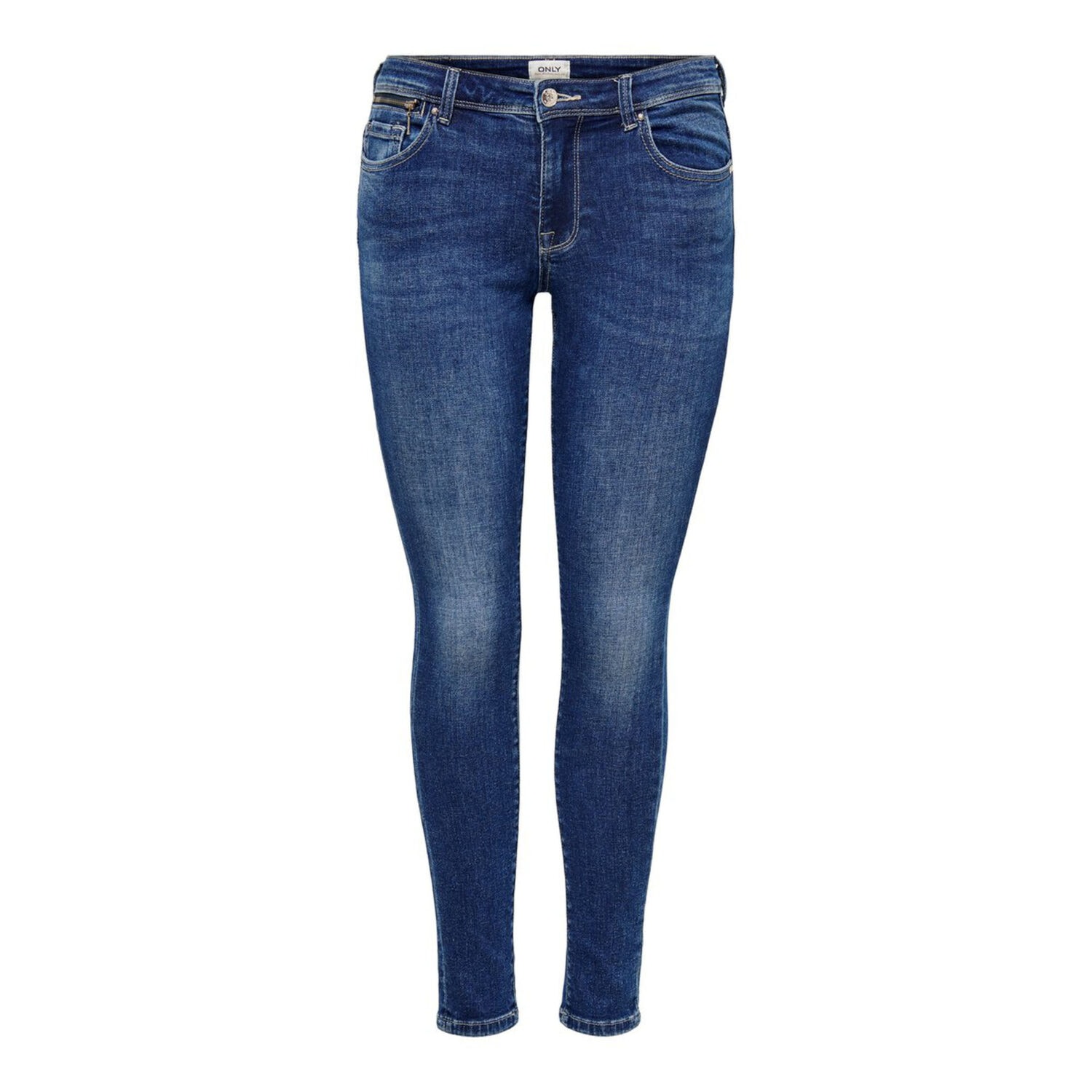 Only ONLISA4 LIFE ZIP REG SKINNY FIT JEANS Dark Blue Denim