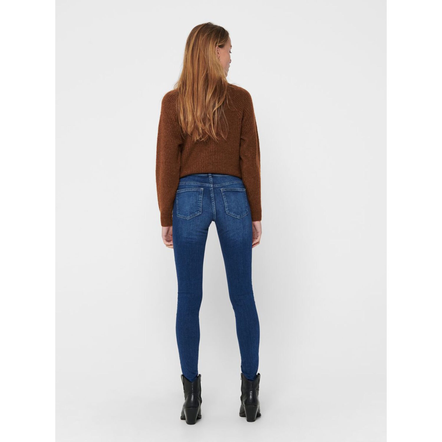 Only ONLISA4 LIFE ZIP REG SKINNY FIT JEANS Dark Blue Denim
