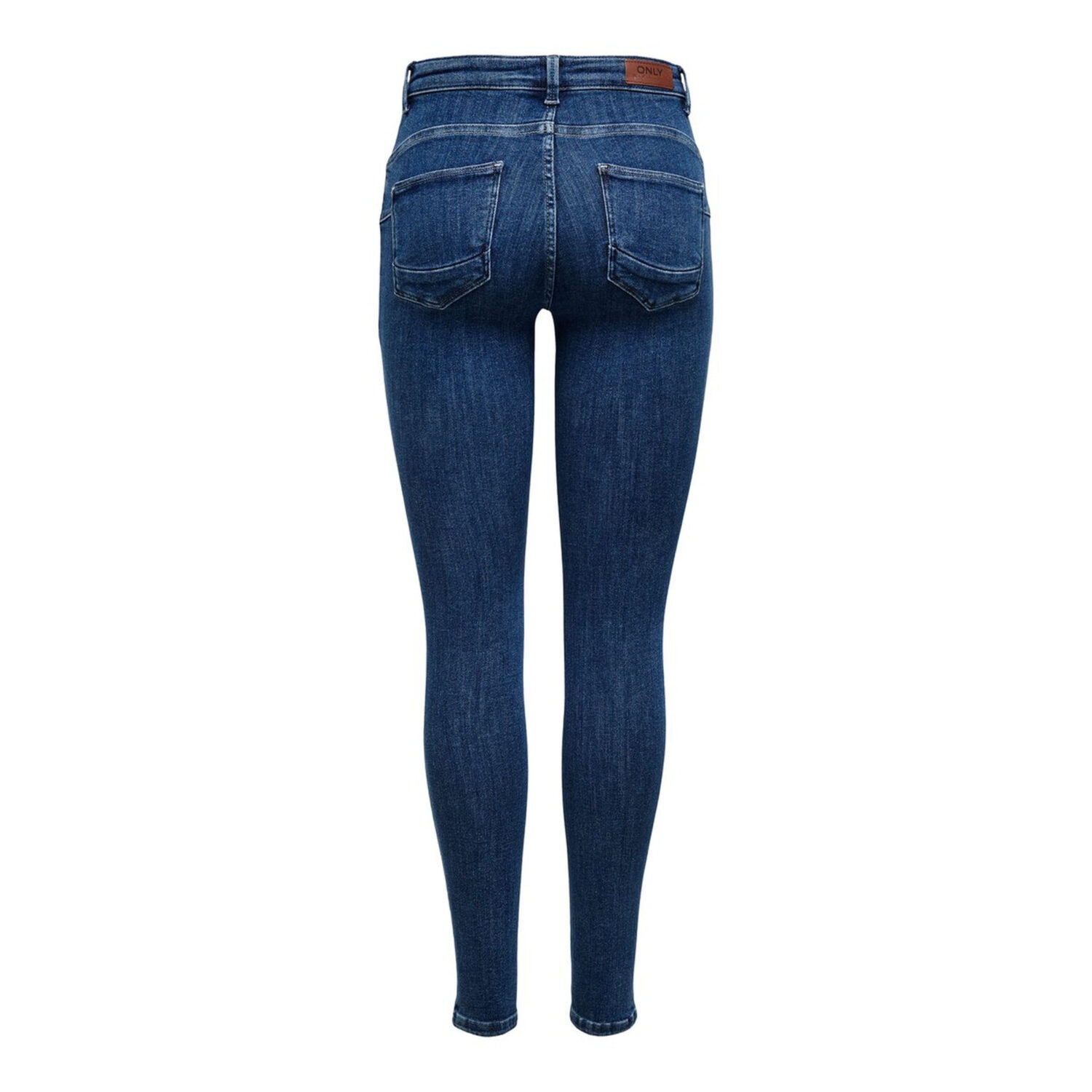 Only Power Life Mid Push Up Skinny Jeans Dark Blue Denim