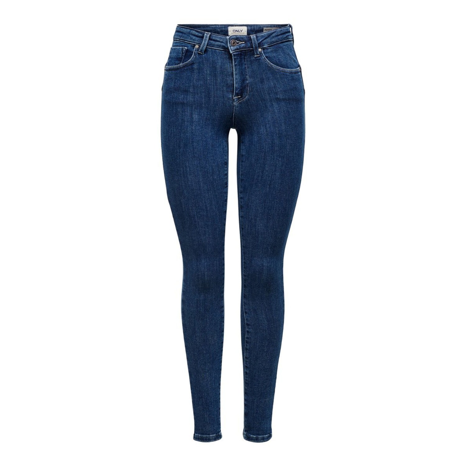 Only Power Life Mid Push Up Skinny Jeans Dark Blue Denim