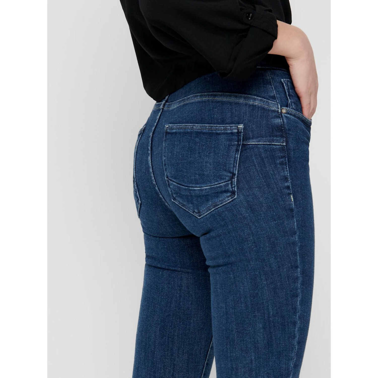 Only Power Life Mid Push Up Skinny Jeans Dark Blue Denim