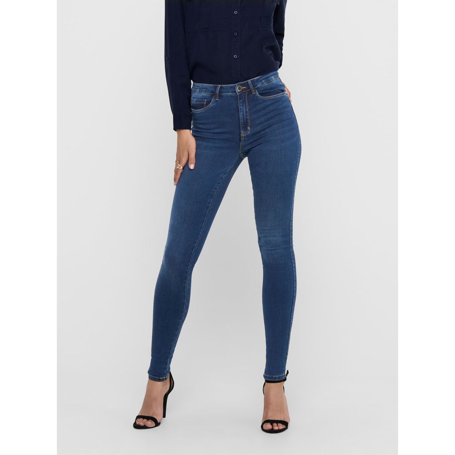 Only Royal Life High Skinny Jeans Dark Blue Denim