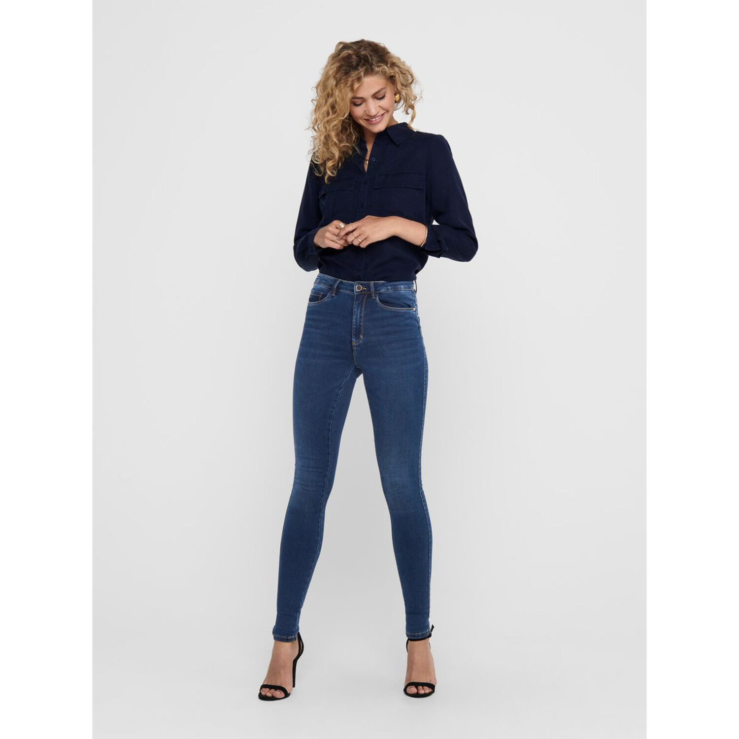 Only Royal Life High Skinny Jeans Dark Blue Denim