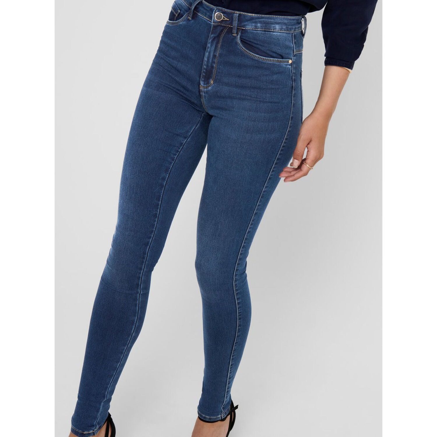 Only Royal Life High Skinny Jeans Dark Blue Denim