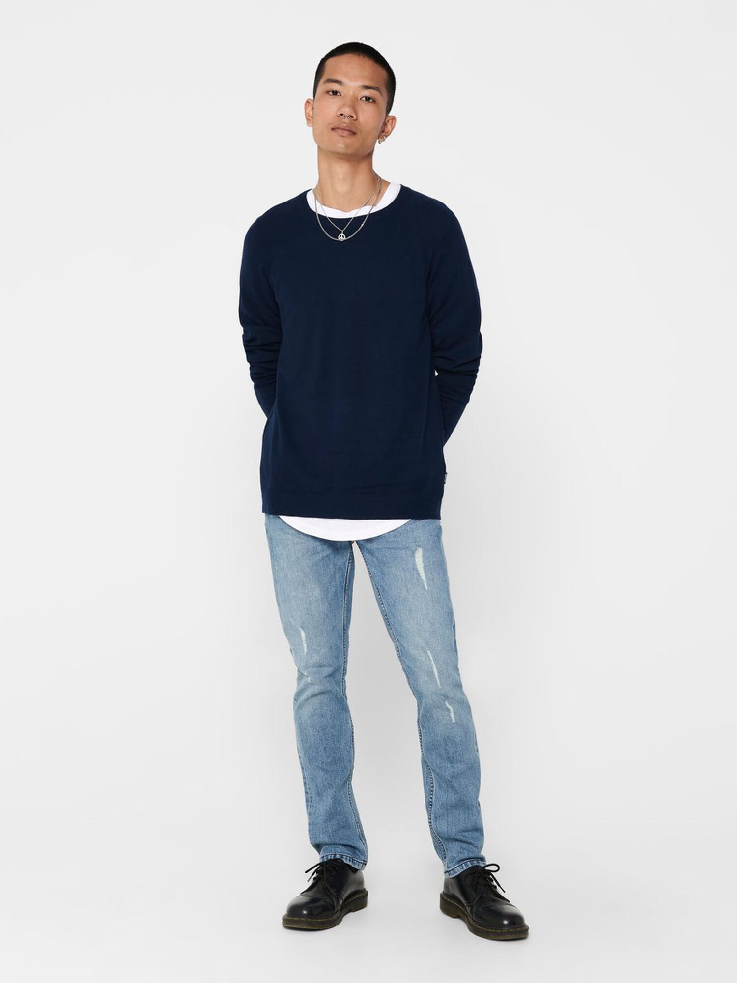 Only & Sons Mikkel 12 Soft Crew Raglan Knit Dress Blues