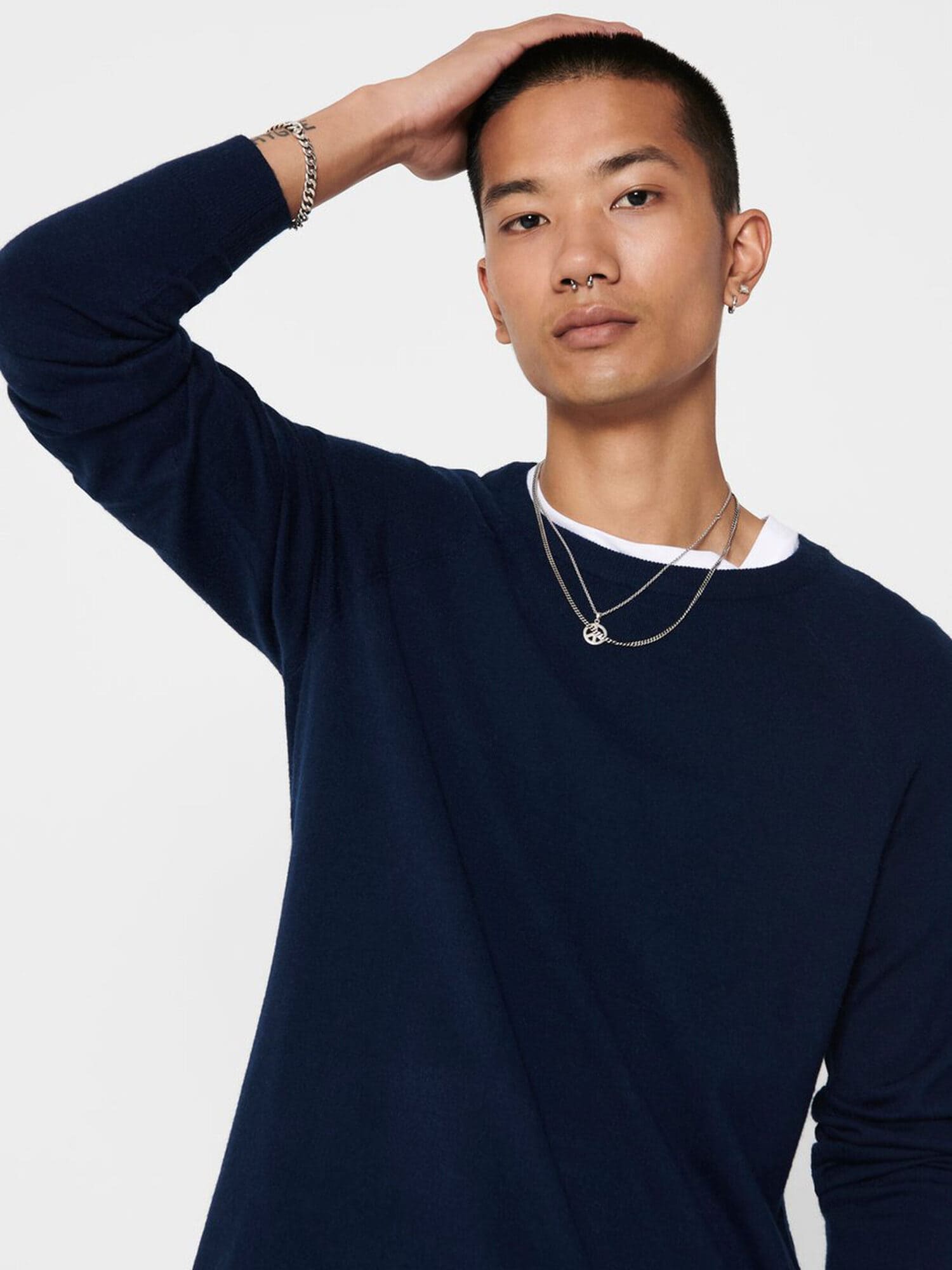 Only & Sons Mikkel 12 Soft Crew Raglan Knit Dress Blues