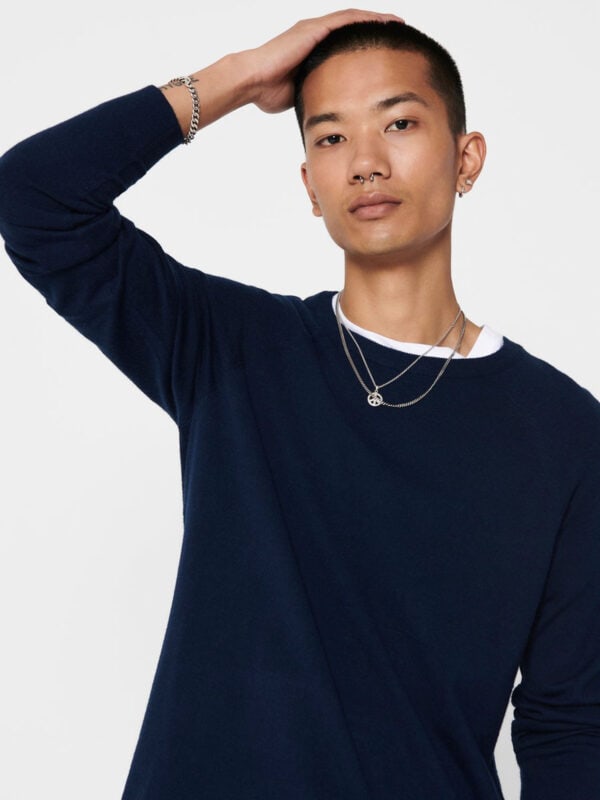 Only & Sons Mikkel 12 Soft Crew Raglan Knit Dress Blues