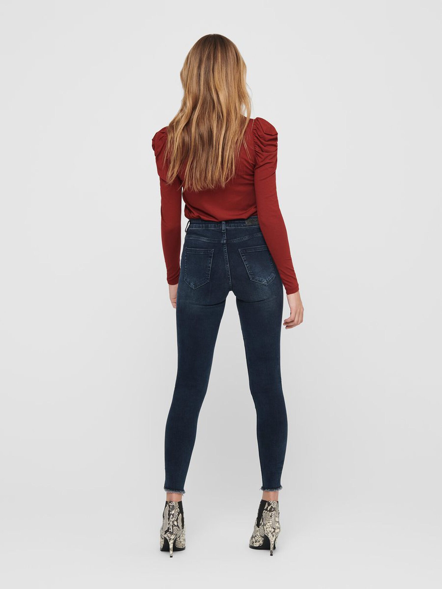Only Blush Life Ankle Skinny Jeans Blue Black Denim