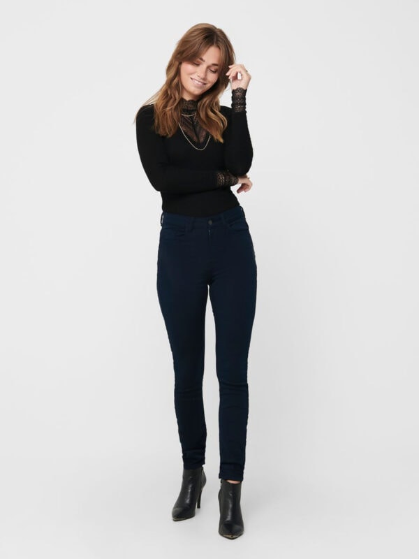 Only Tilde High Neck Lace Top Black
