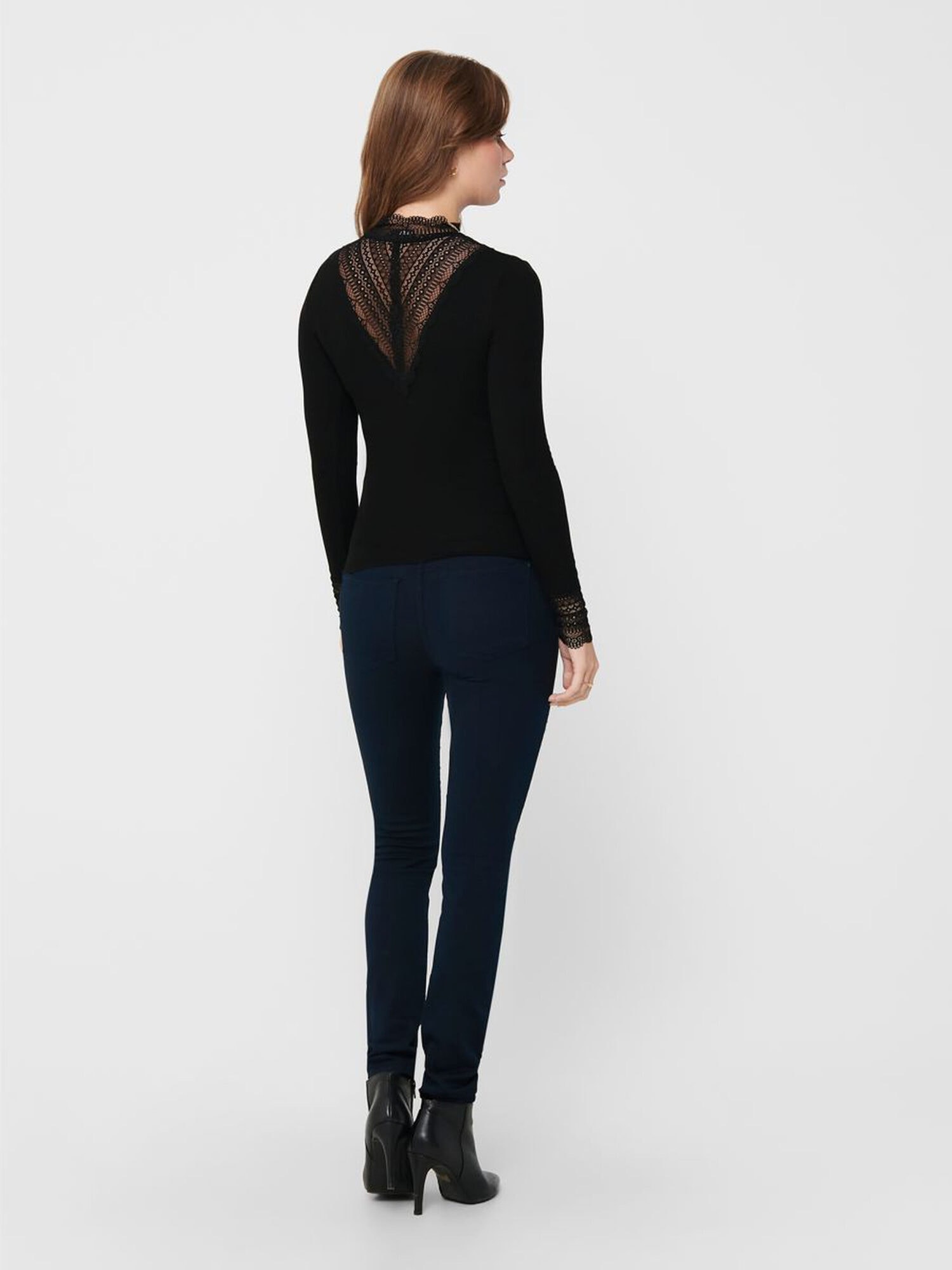 Only Tilde High Neck Lace Top Black