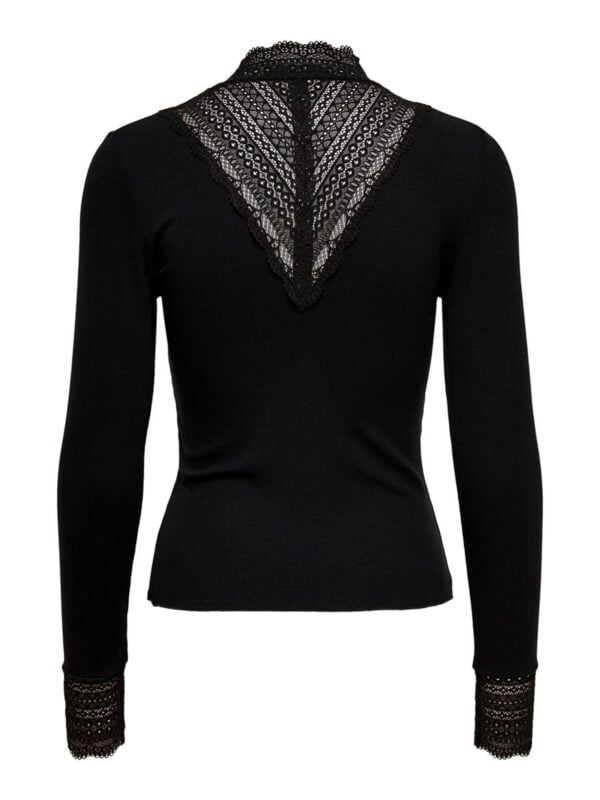 Only Tilde High Neck Lace Top Black