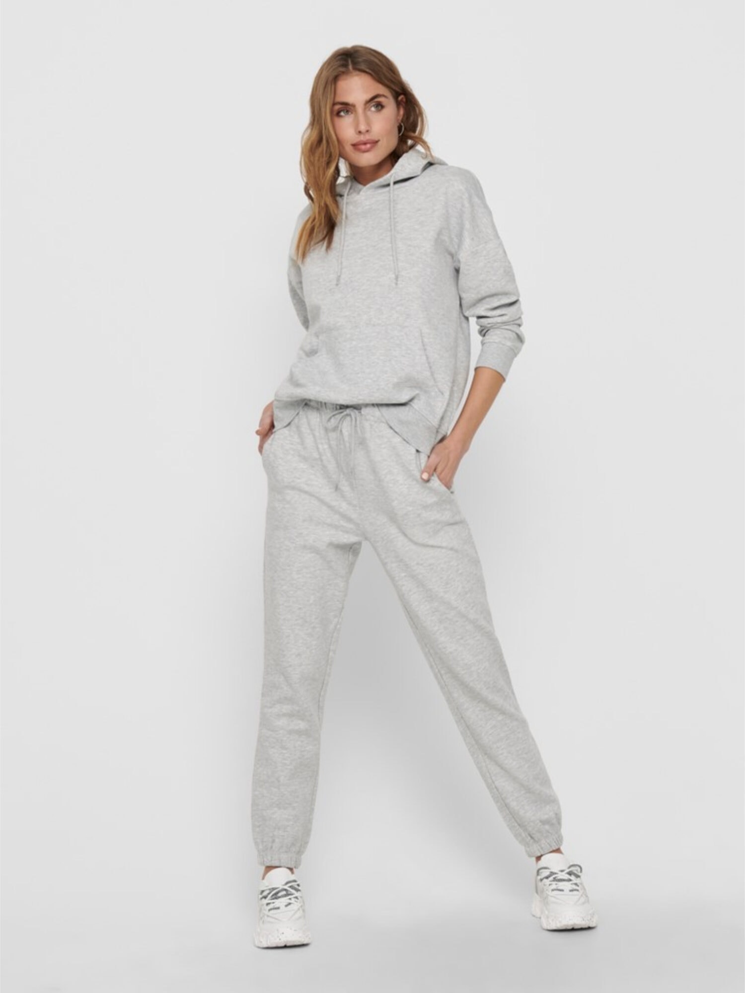 Only FEEL LIFE L/S HOOD Sweat Light Grey Melange