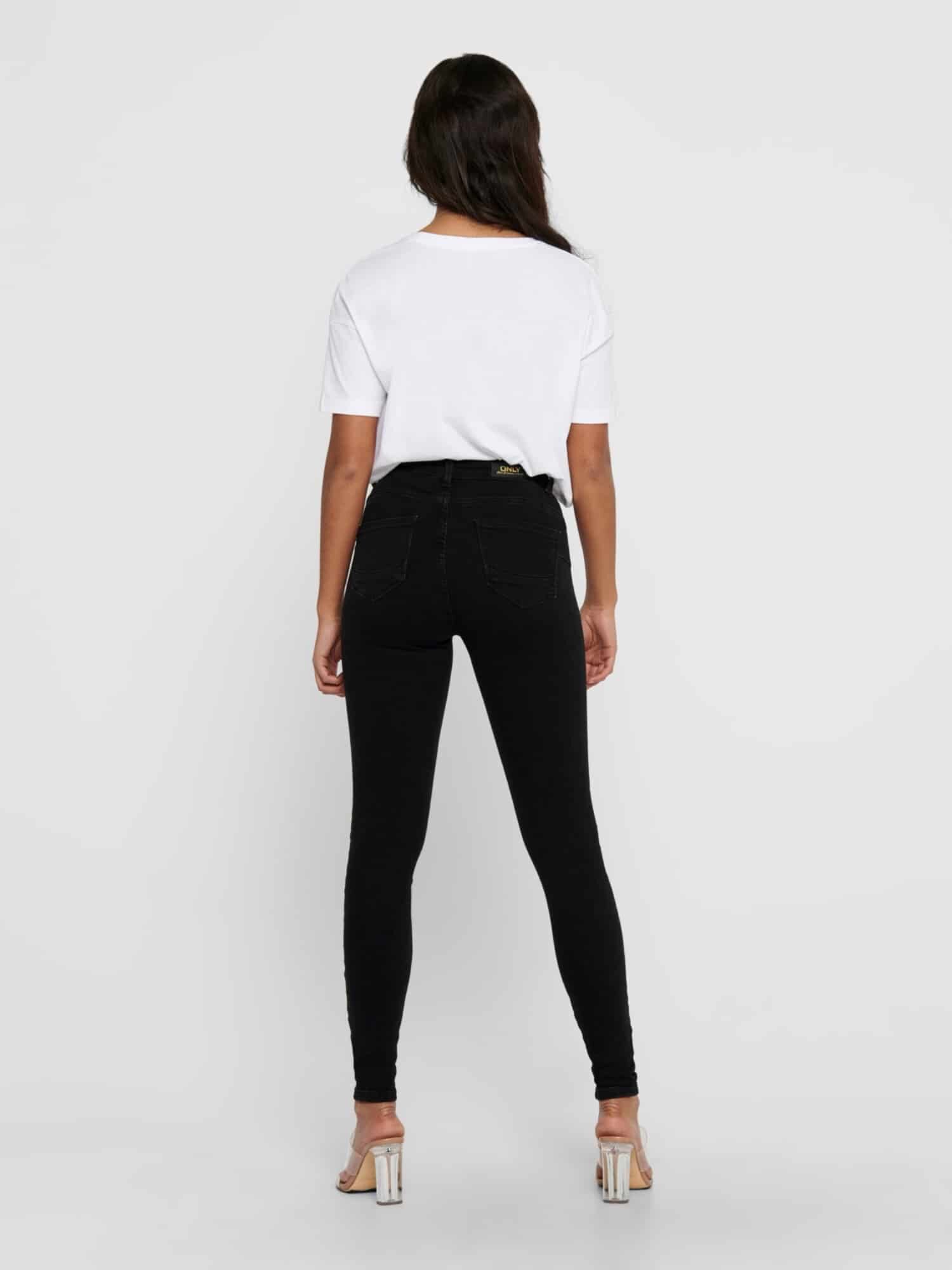 Only Power Life Mid Push Up Skinny Jeans Black