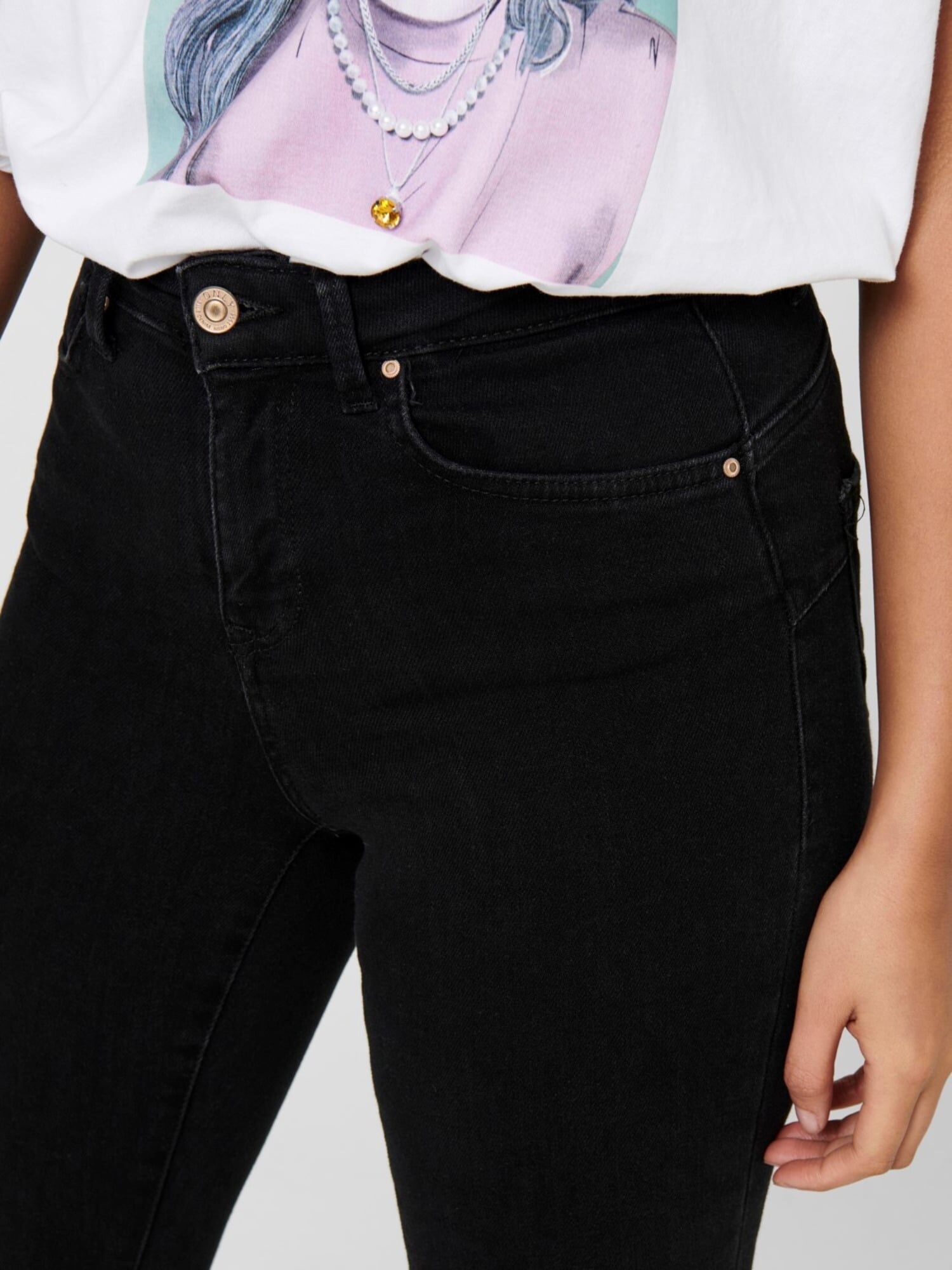 Only Power Life Mid Push Up Skinny Jeans Black