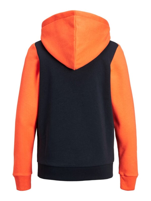 Jack & Jones Junior Neon Logo Blocking Sweat Hood Shocking Orange