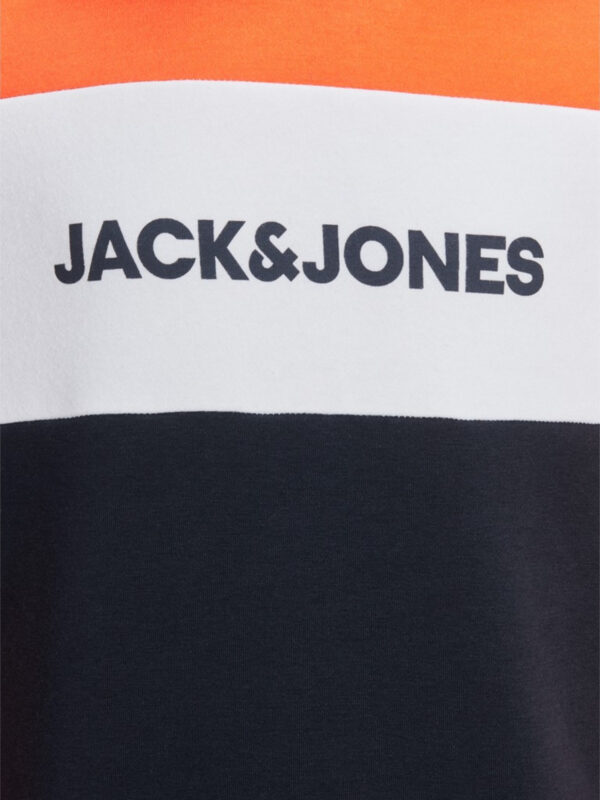 Jack & Jones Junior Neon Logo Blocking Sweat Hood Shocking Orange