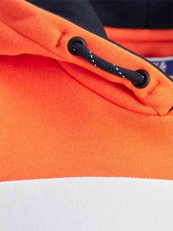 Jack & Jones Junior Neon Logo Blocking Sweat Hood Shocking Orange