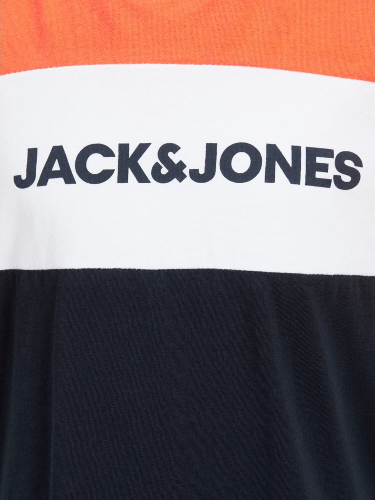 Jack & Jones Junior Neon Logo Blocking Tee Shocking Orange