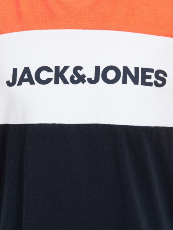 Jack & Jones Junior Neon Logo Blocking Tee Shocking Orange