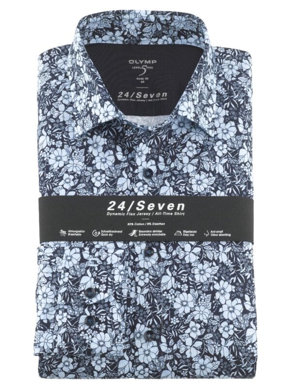 OLYMP Level Five 24/Seven Flex Jersey Skjorte 2032-74-11 Blå