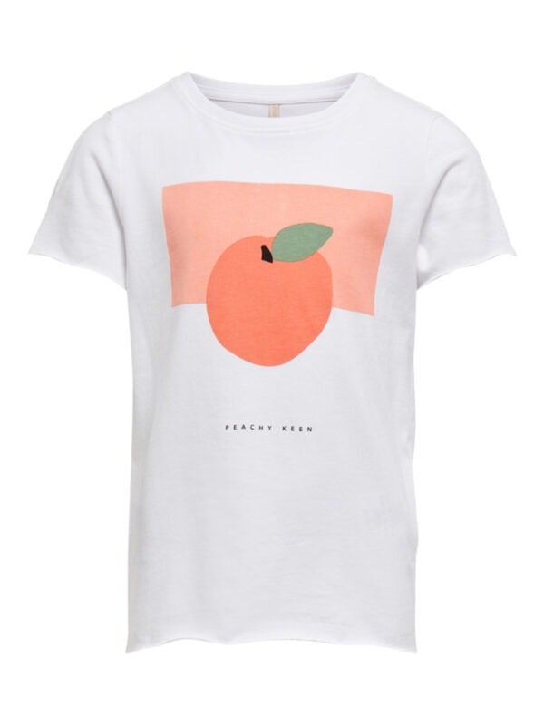 Kids Only Konliva Life T-shirt Bright White Peach