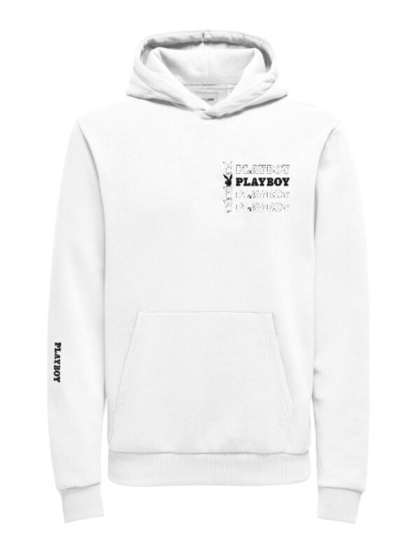 Only & Sons Playboy Hoodie Sweat Star White