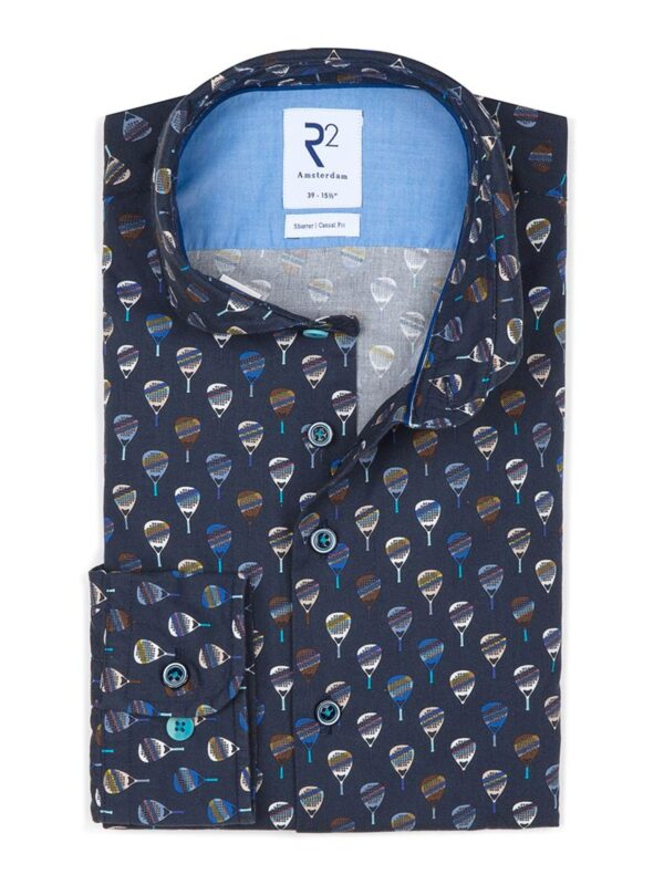 R2 Amsterdam Skjorte Dark Blue Padel Print