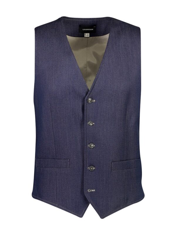 Lindbergh Black Denim Look Stretch Vest Navy Mix