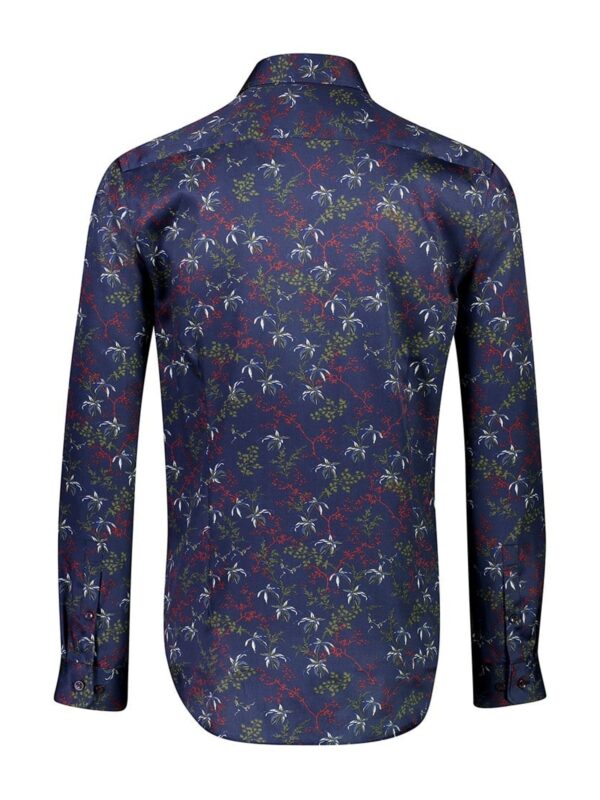 Lindbergh Black Technical Printed Skjorte Dark Blue