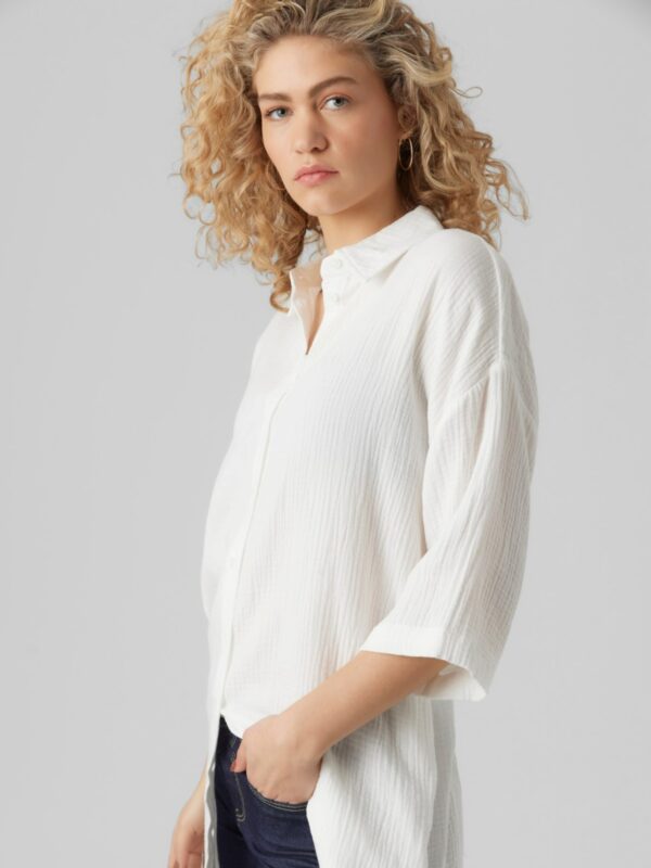 Vero Moda Natali 3/4 Skjortekjole Hvid