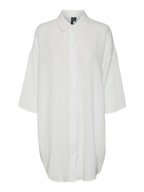 Vero Moda Natali 3/4 Skjortekjole Hvid