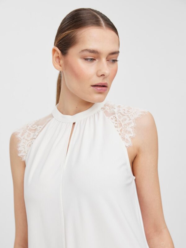 Vero Moda VMMILLA SL LACE TEE GA NOOS Snow White
