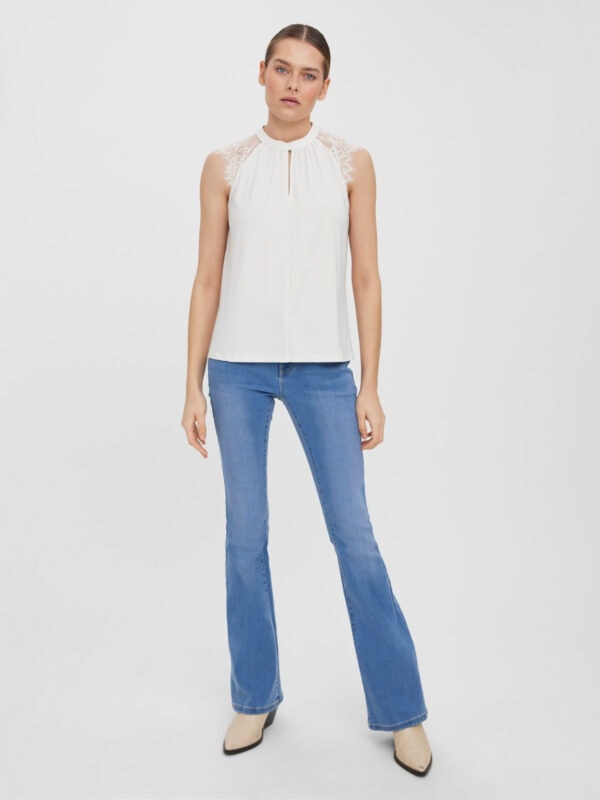 Vero Moda VMMILLA SL LACE TEE GA NOOS Snow White