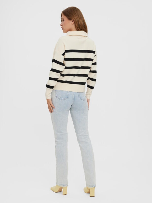 Vero Moda VMSABA STRIPE LS HIGHNECK Birch BLACK