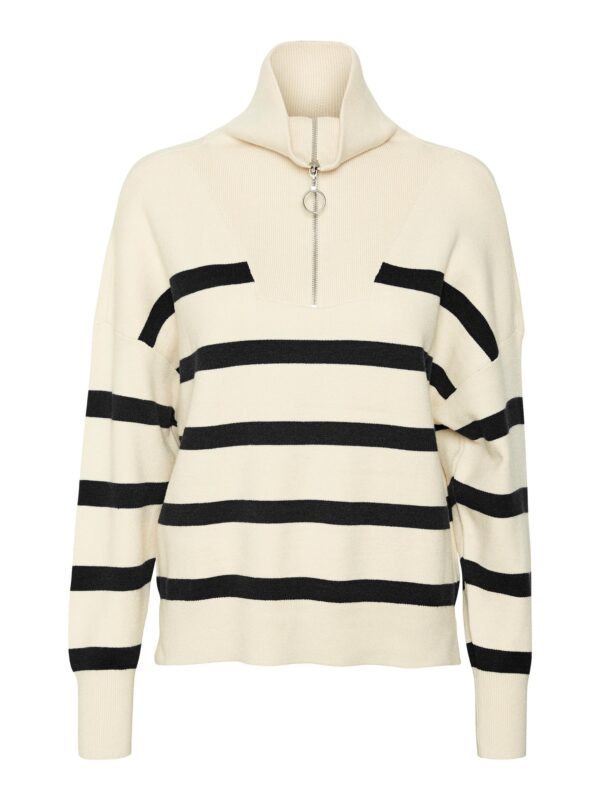 Vero Moda VMSABA STRIPE LS HIGHNECK Birch BLACK