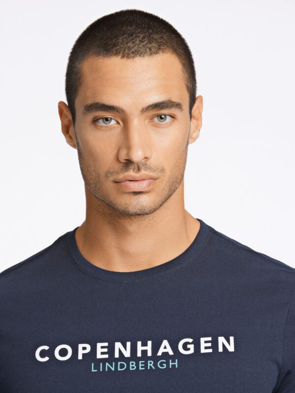 Lindbergh Copenhagen Print T-Shirt S/S Navy