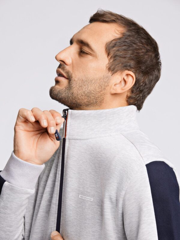 Bison Superflex Sweat Cardigan Grey Melange