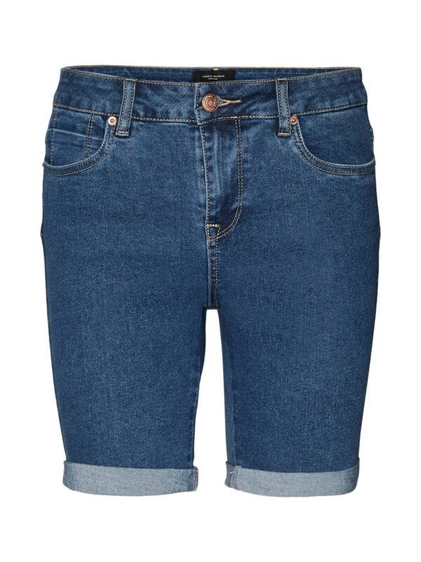 Vero Moda Luna Long Fold Shorts Medium Blue Denim