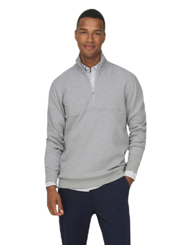 Only & Sons Kodyl 1/4 Zip Sweatshirt Light Grey Melange