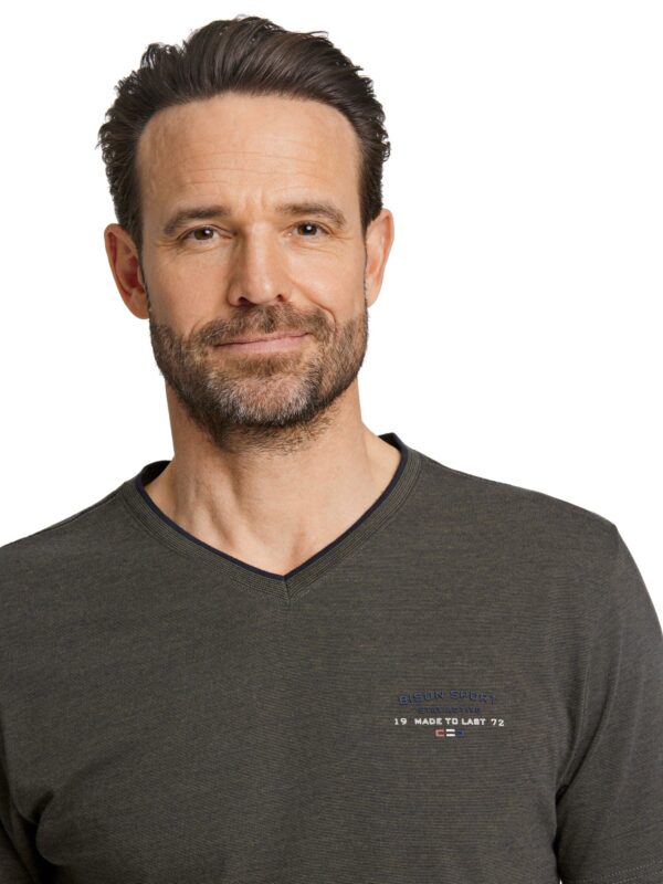 Bison Mini Striped V-neck T-Shirt 80-400106 Army