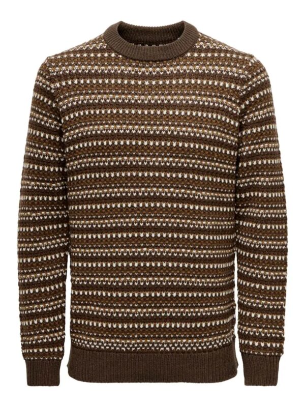 Only & Sons ONSMUSA REG 3 STRUC CREW KNIT Knit Hot Fudge