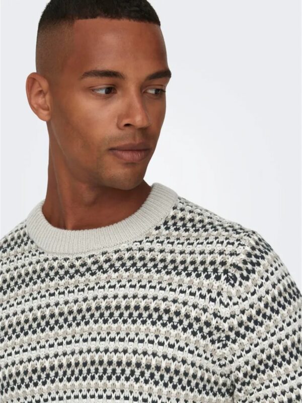 Only & Sons ONSMUSA REG 3 STRUC CREW KNIT Knit Silver Lining