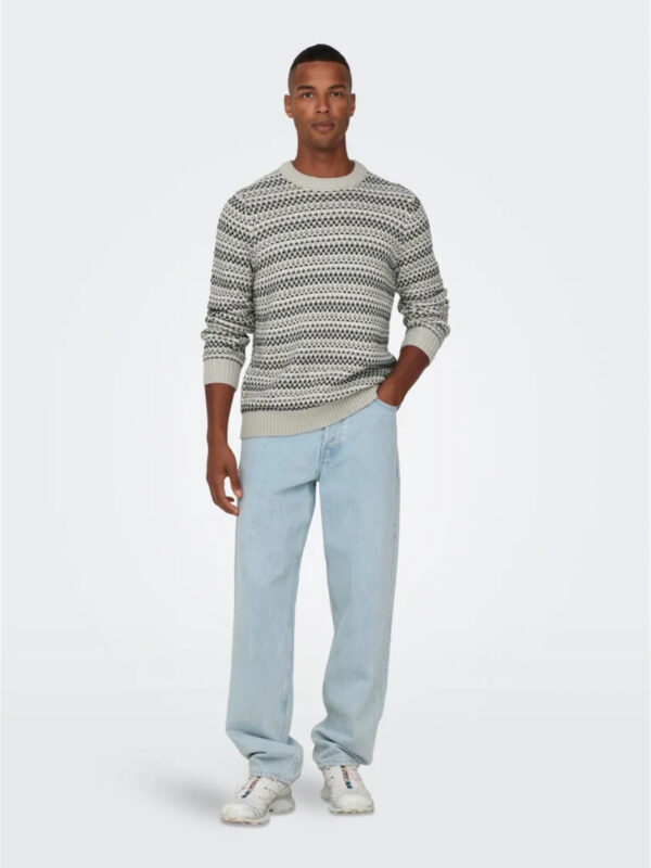 Only & Sons ONSMUSA REG 3 STRUC CREW KNIT Knit Silver Lining