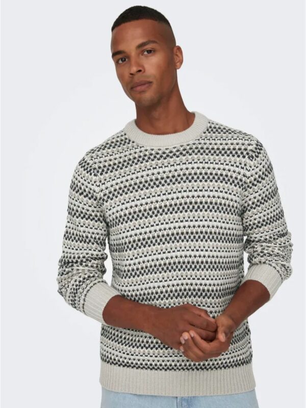 Only & Sons ONSMUSA REG 3 STRUC CREW KNIT Knit Silver Lining