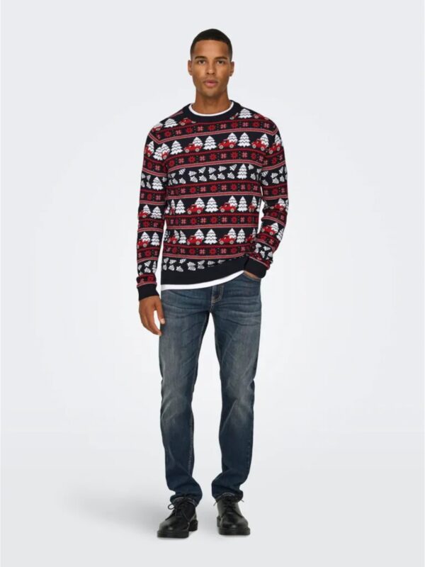 Only & Sons ONSXMAS REG 5 JAQ CREW KNIT Knit Dark Navy