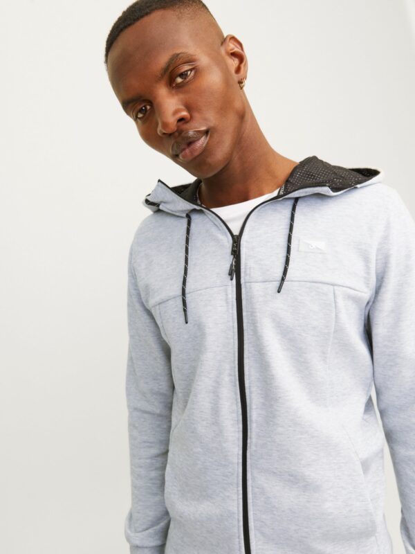 Jack & Jones JCOAIR SWEAT ZIP HOOD NOOS Light Grey Melange